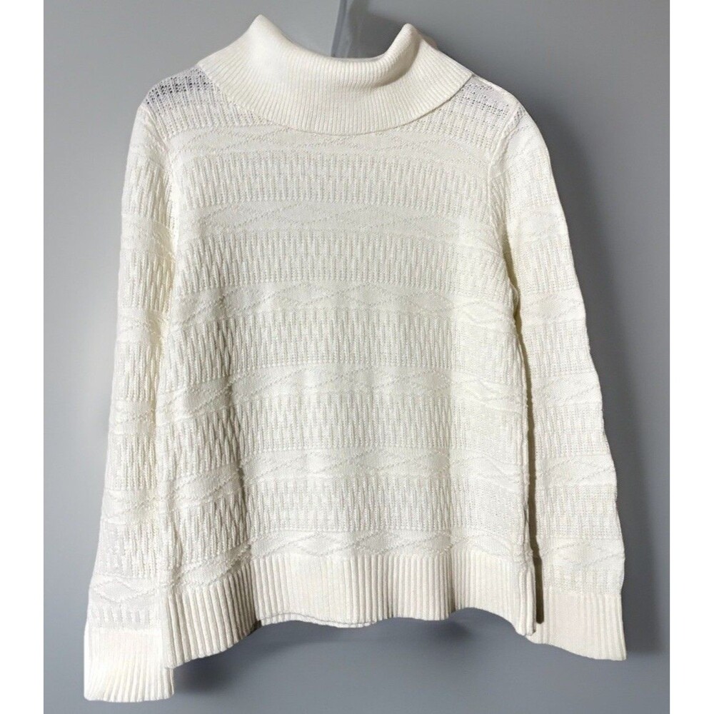 Christopher & Banks Woman’s Size Large Cowl‎ Neck Sweater White Long Sleeve - Picture 3 of 8